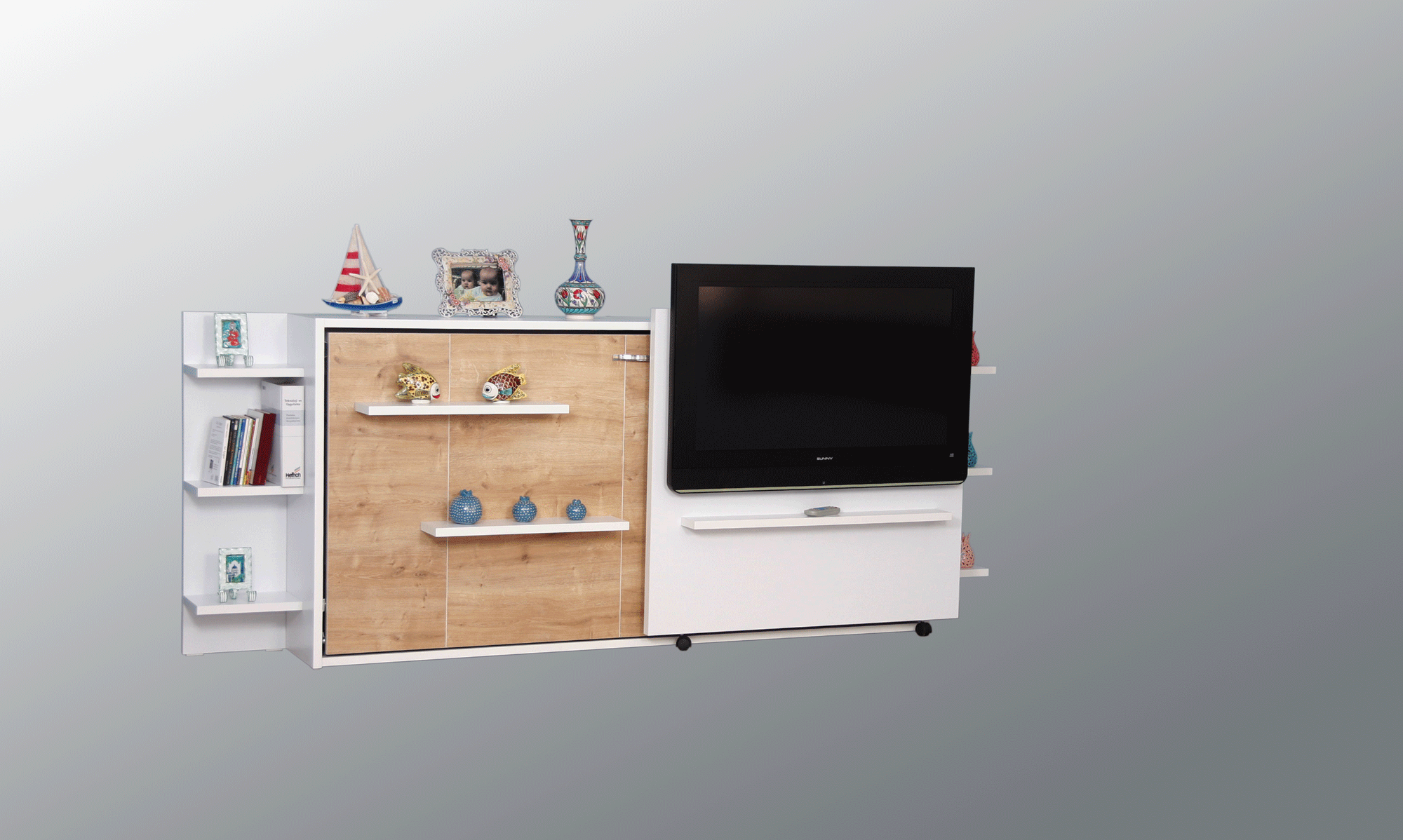 Novella Tv Üniteli ve Kitaplıklı Modul